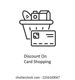 Discount on Card Shopping Vector Outline Icon Design illustration. Shopping and E-Commerce Symbol on White background EPS 10 File