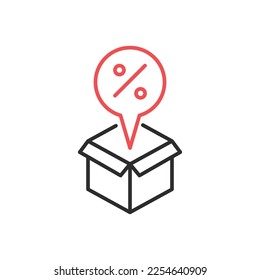 Discount on delivery or goods icon. High quality coloured vector illustration.