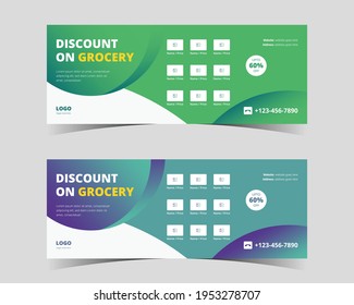 Discount On Grocery Banner, Grocery Social Media Cover, Banner, Thumbnail