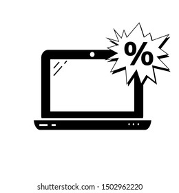 Discount on laptop vector icon