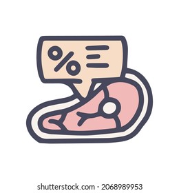 icono de descuento sobre el color de la carne vectorial doodle simple