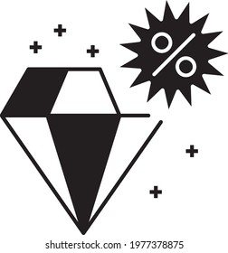 Discount on Premium Items Concept, Price Reduces on Gem Vector Icon Design, Retail Shop Equipment Symbol, Supermarket fixtures Sign, Grocery Store Supplies Stock illustration