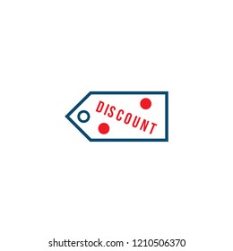 Discount on price tag in flat minimal style icon