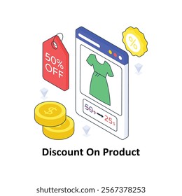 Discount On Product isometric Colored illustration. EPS File stock illustration