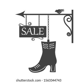 Discount on shoes in retro style. Vector illustration.