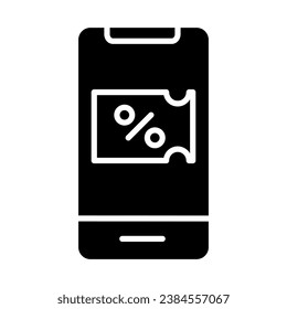 Discount on Smartphone icon vector, Black friday solid design icon. Can be used for UI, websites, mobile applications and online shop applications