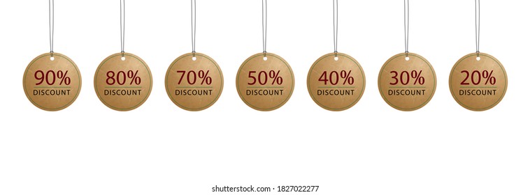 Discount on the thread with different percentages. Design for template of retail. 