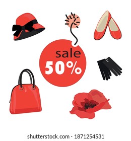 Discount on women's clothing, 50%, leather goods