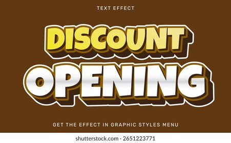 Discount opening text effect in 3d design
