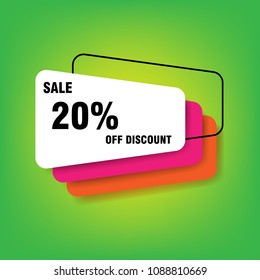Discount origami sign banner 20 discount, Sales Vector badges for Labels, Stickers, Banners, Tags, Web Stickers, New offer