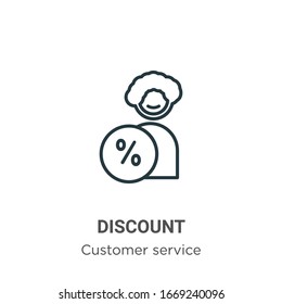 Discount outline vector icon. Thin line black discount icon, flat vector simple element illustration from editable customer service concept isolated stroke on white background