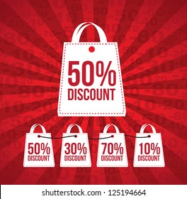 Discount over red and lines background vector illustration