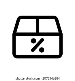 Discount package icon, simple vector line style, editable strokes