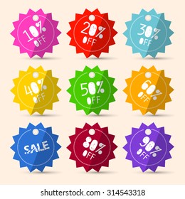Discount Paper Colorful Vector Labels Sale Set
