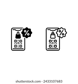 Discount payment QR code shopping bag icon and illustration - vector