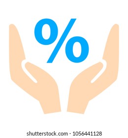 Discount percent with hand icon.