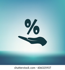 Discount percent with hand icon