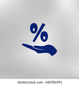 Discount percent with hand icon