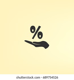 Discount percent with hand icon