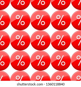 Discount percent red sticker. Seamless Wallpaper pattern. 
The ability to stretch to any size in all directions without loss of quality.  Vector illustration. 