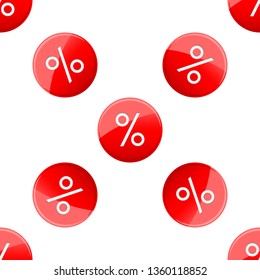 Discount percent red sticker. Seamless Wallpaper pattern. 
The ability to stretch to any size in all directions without loss of quality.  Vector illustration. 