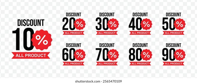 discount percent sale vector design 10 to 90 percent