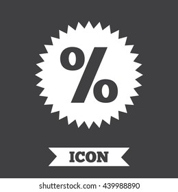 Discount percent sign icon. Star symbol. Graphic design element. Flat sale symbol on dark background. Vector