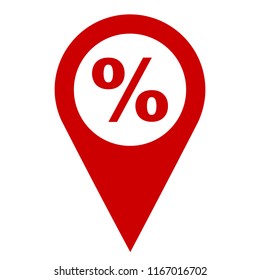 Discount percent sign, percent pinpoint sale sign, vector illustration.