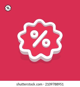 Discount percent sign, vector sale percentage - price label, offer tag. Isometric, 3d perspective vector icon