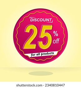 Discount percentage. Floating violet circular balloon for promotions and offers.