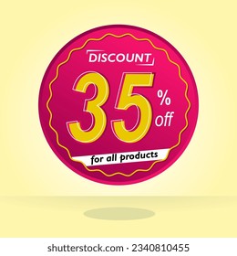 Discount percentage. Floating violet circular balloon for promotions and offers.