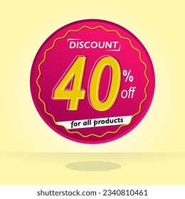 Porcentaje de descuento. Globo circular violeta flotante para promociones y ofertas.