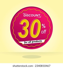 Porcentaje de descuento. Globo circular violeta flotante para promociones y ofertas.