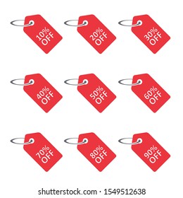 Discount percentage label set, Sale tags, vector badge icons, percent sale label symbols flat icon.