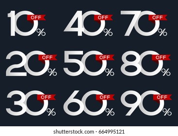 Discount percentages from 10% until 90%