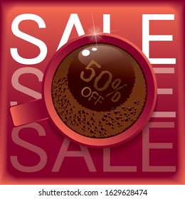 Discount poster in the form of a cup of leather or offer closing the season, discount ticket or sticker. EPS 10