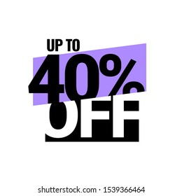 Discount with the price is 40. Vector illustration