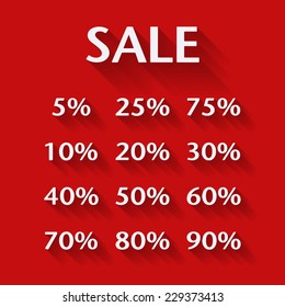 Discount price label. Sale price with modern long shadow effect
