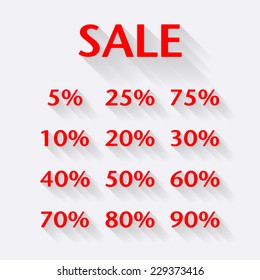 Discount price label. Sale price with modern long shadow effect