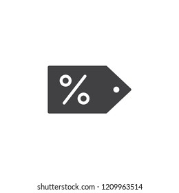 Discount price label vector icon. filled flat sign for mobile concept and web design. Percent tag simple solid icon. Symbol, logo illustration. Pixel perfect vector graphics