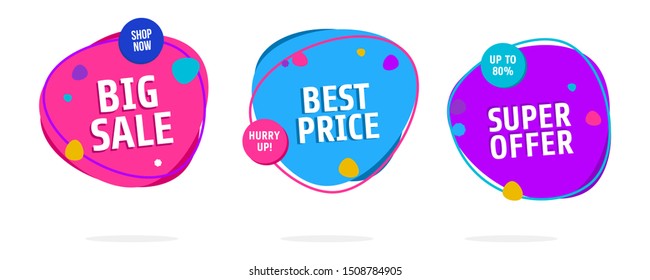 Discount price sale banners, price tags label. Special offer flat promotion sign. Flash sale special offer set and can use for instagram, facebook, and social media other