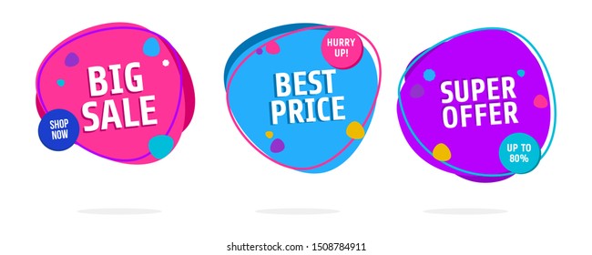 Discount price sale banners, price tags label. Special offer flat promotion sign. Flash sale special offer set and can use for instagram, facebook, and social media other