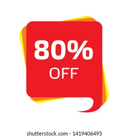 Discount price sale bubble banners 80%. Price tags label. Special offer sign design