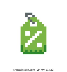 Discount price tag 8 bit icon, price tag pixel item for game interface, Discount game element resource.