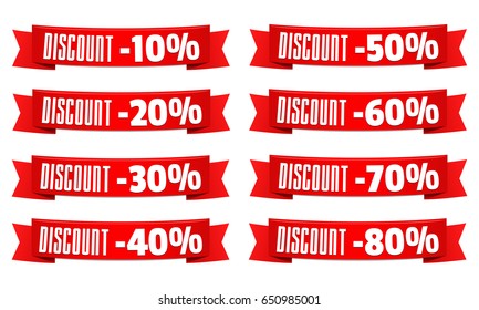 Discount Price Tag Ribbon Vector Banners.