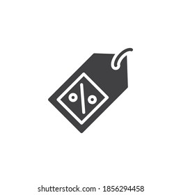 Icono de vector de etiqueta de precio de descuento. signo plano relleno para concepto móvil y diseño web. Icono de glifo de etiqueta de venta porcentual. Símbolo, ilustración del logotipo. Gráficos vectoriales