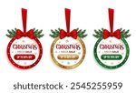 Discount and price tags on paper. Christmas Mega Sale Offer Badge and Sale Hanging for Christmas sale concept. Xmas Sale design on christmas ball.  
