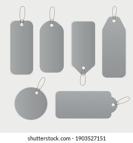 Discount and price tags on paper, blank. Sale price tags label design set. Vector labels for design banners and flyers. Vector illustration.