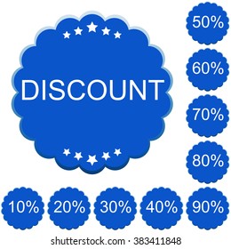 Discount price tags. Vector image in blue tones.
