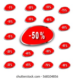 Discount price tags. Vector stickers.